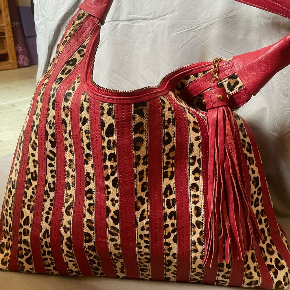 Scharf “Cyprus" Haircalf & Leather Ruffle w/ Oversized Tassel
Puller Hobo